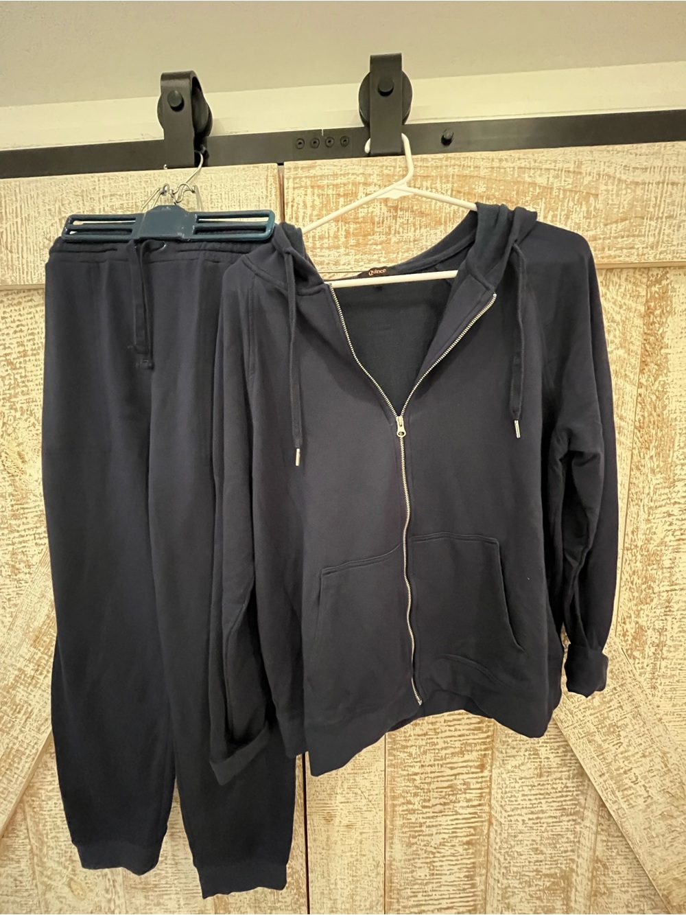 Quince Super Soft Women's Navy Zip Hoodie & Jogger Set Size Large